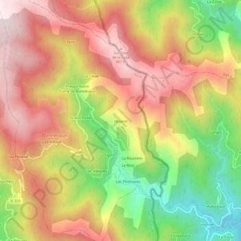 Mapa topográfico Nojaret, altitud, relieve