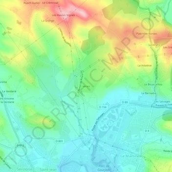 Mapa topográfico Véries, altitud, relieve