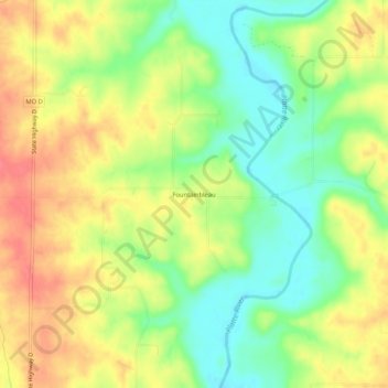 Mapa topográfico Fountainbleau, altitud, relieve