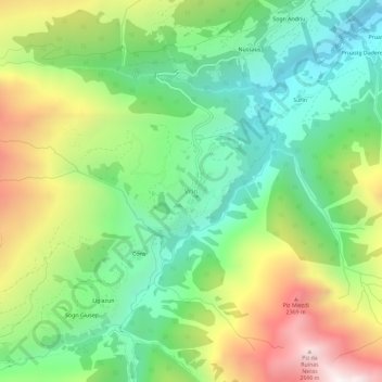 Mapa topográfico Vrin, altitud, relieve