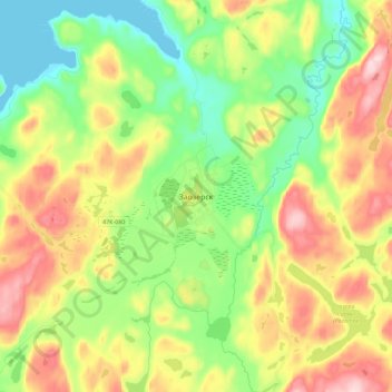 Mapa topográfico Заозёрск, altitud, relieve