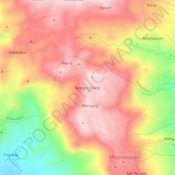 Mapa topográfico Bagong Silang, altitud, relieve