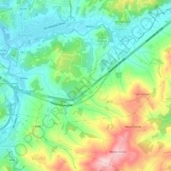 Mapa topográfico Pozzolatico, altitud, relieve