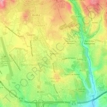 Mapa topográfico Abóboda, altitud, relieve
