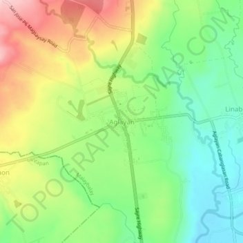 Mapa topográfico Aglayan, altitud, relieve
