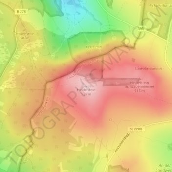 Mapa topográfico Heidelstein, altitud, relieve