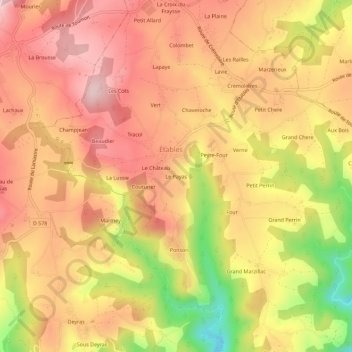 Mapa topográfico Le Payas, altitud, relieve
