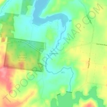 Mapa topográfico Lauriston, altitud, relieve