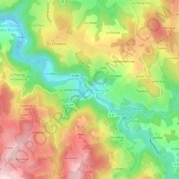 Mapa topográfico La Chapelette, altitud, relieve