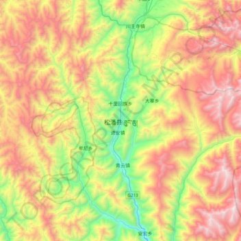 Mapa topográfico 松潘县, altitud, relieve