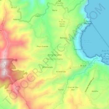 Mapa topográfico Termo da Igreja, altitud, relieve