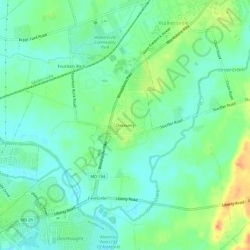 Mapa topográfico Discovery, altitud, relieve