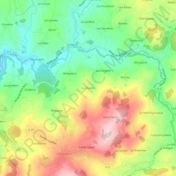 Mapa topográfico La Rivoire, altitud, relieve