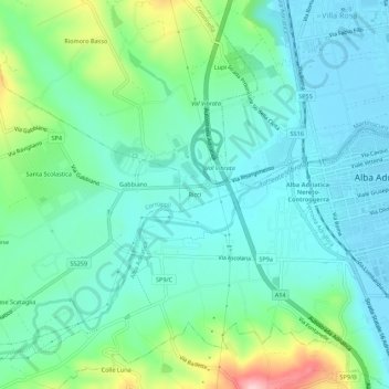 Mapa topográfico Ricci, altitud, relieve