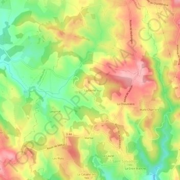 Mapa topográfico La Gente, altitud, relieve