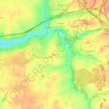 Mapa topográfico Les Malets, altitud, relieve