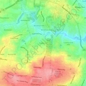 Mapa topográfico Rockbrook, altitud, relieve