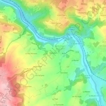 Mapa topográfico Betoulles, altitud, relieve