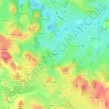 Mapa topográfico Ruffiers, altitud, relieve