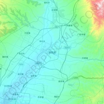 Mapa topográfico 洪洞县, altitud, relieve
