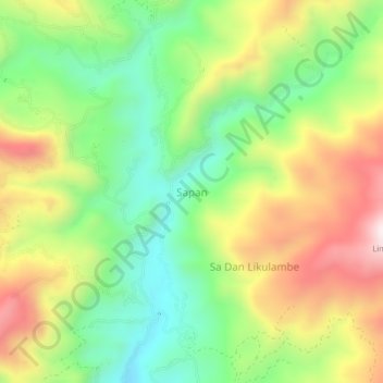 Mapa topográfico Sapan, altitud, relieve