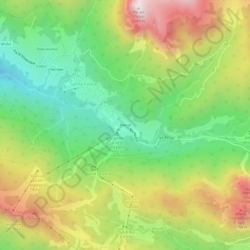 Mapa topográfico Pescul, altitud, relieve