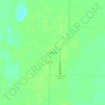 Mapa topográfico Cache Lake, altitud, relieve