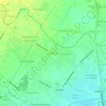 Mapa topográfico Balabag, altitud, relieve