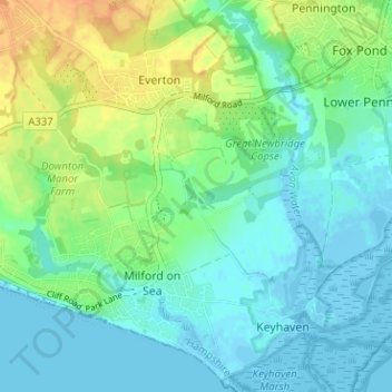 Mapa topográfico Lymore, altitud, relieve