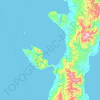 Mapa topográfico Pulau Laut, altitud, relieve