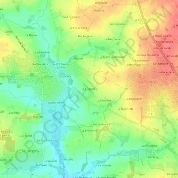 Mapa topográfico La Douve, altitud, relieve