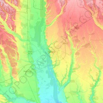 Mapa topográfico Slatina, altitud, relieve
