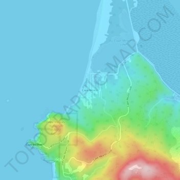 Mapa topográfico Cape Meares, altitud, relieve