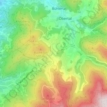 Mapa topográfico Schwarzwasen, altitud, relieve