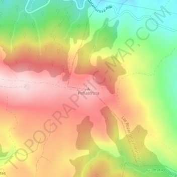 Mapa topográfico Peñastrosa, altitud, relieve