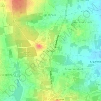 Mapa topográfico Manduru, altitud, relieve