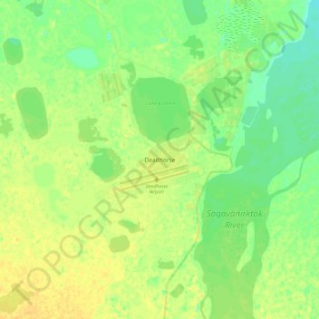 Mapa topográfico Deadhorse, altitud, relieve