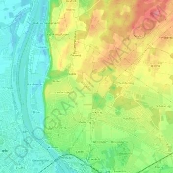 Mapa topográfico Kreut, altitud, relieve