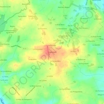 Mapa topográfico Montrobert, altitud, relieve