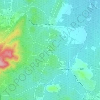 Mapa topográfico Villemajou, altitud, relieve