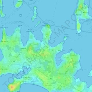 Mapa topográfico Kerners, altitud, relieve