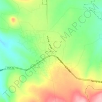 Mapa topográfico Jonacapa, altitud, relieve
