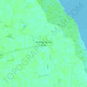 Mapa topográfico Gedney Drove End, altitud, relieve