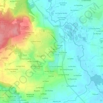 Mapa topográfico La Cirois, altitud, relieve