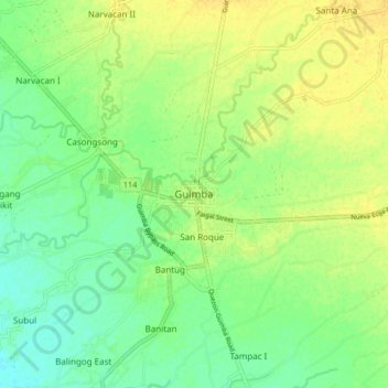 Mapa topográfico Guimba, altitud, relieve