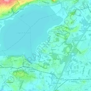 Mapa topográfico Garbagnate Rota, altitud, relieve