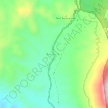 Mapa topográfico Dua Sudara, altitud, relieve