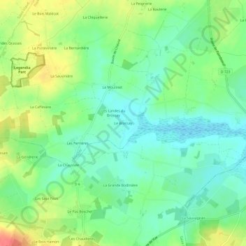Mapa topográfico Le Brossay, altitud, relieve