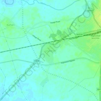 Mapa topográfico Jalalabad, altitud, relieve