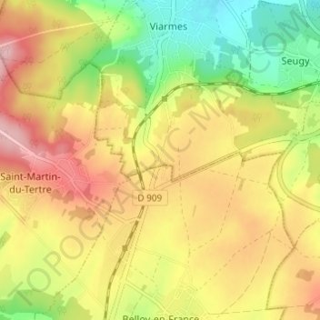 Mapa topográfico L'Orme, altitud, relieve
